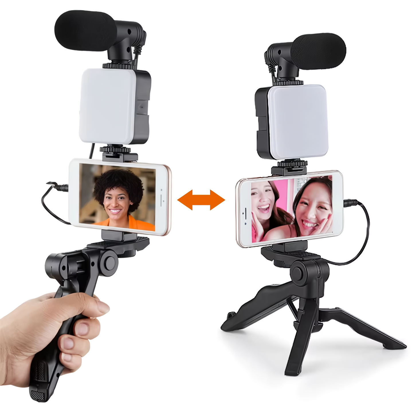 Kit Cámara Vlogger: Luz + Soporte + Micrófono