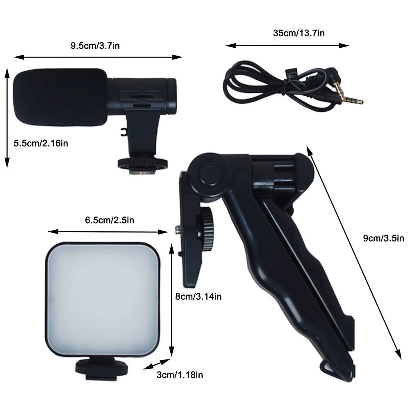 Kit Cámara Vlogger: Luz + Soporte + Micrófono